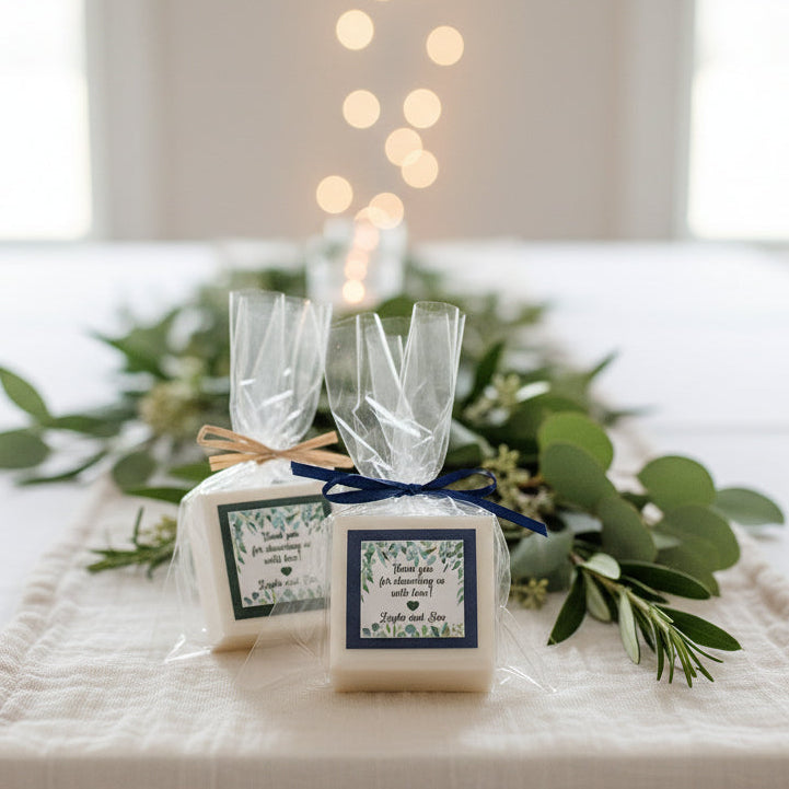 Eucalyptus Wedding Soap Favors – Personalized Greenery Guest Soaps